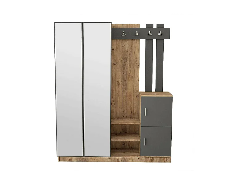 Dmora - Mobile da ingresso Arcibaldo, 147x38h180 cm, Quercia e Antracite