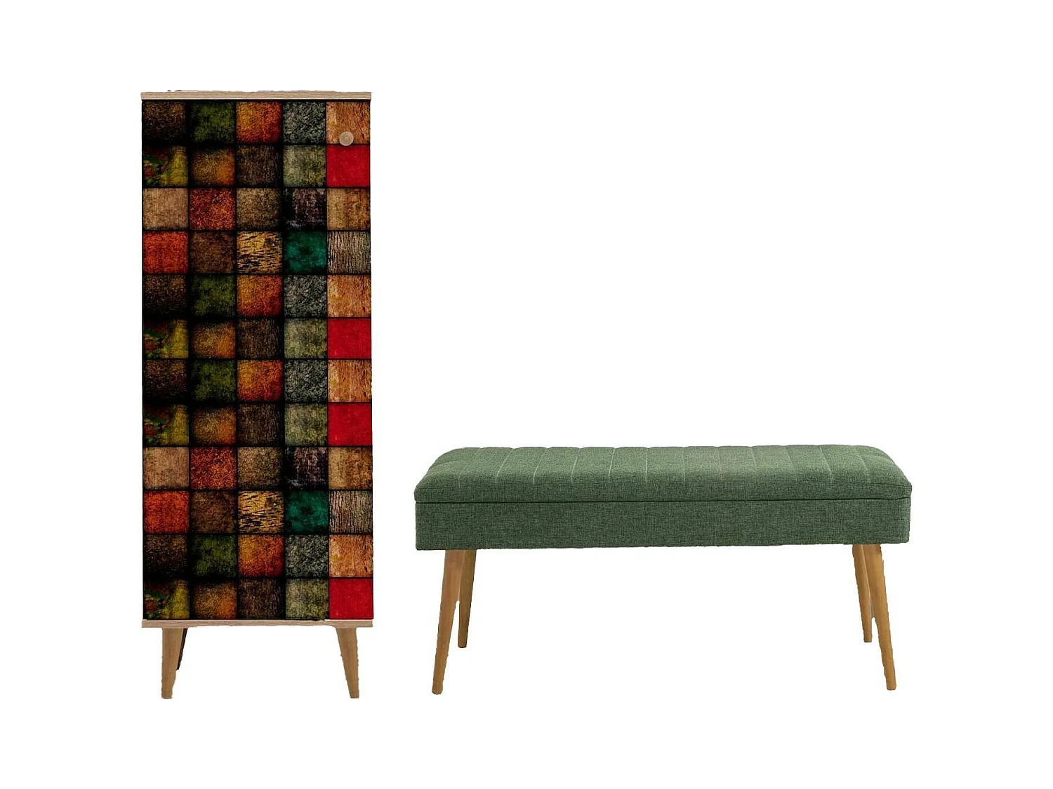Dmora - Mobile da ingresso Podgorica, 50x38h135 cm, Quercia e Verde