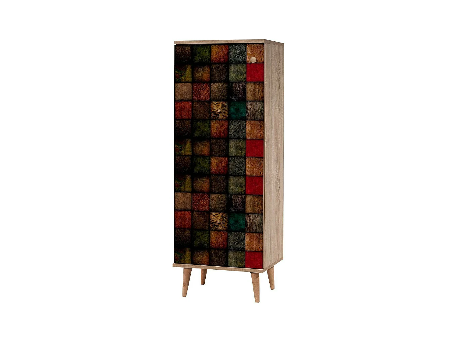 Dgallett-ingangskast, Ingangskast, Atrium-opstelling, Mupt-functionele opbergkast, 50x38h135 cm, Eik en Groen