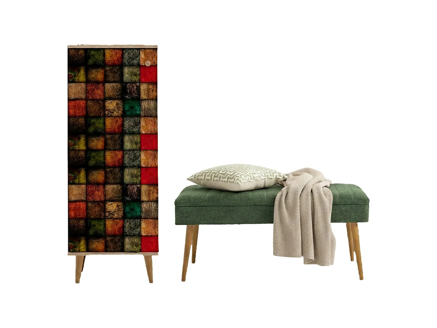 Meuble d'entrée Podgorica, 16 paires, 50x38x135h cm chêne marron, 7 étagères, porte-manteau