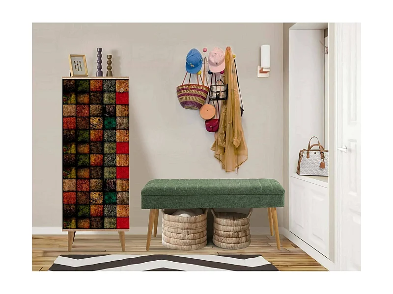 Eingangsmöbel Dgallett, Moderner Eingang, Wandgarderobe, Multifunktions-Aufbewahrungskonsole, 50x38h135 cm, Eiche und Grün