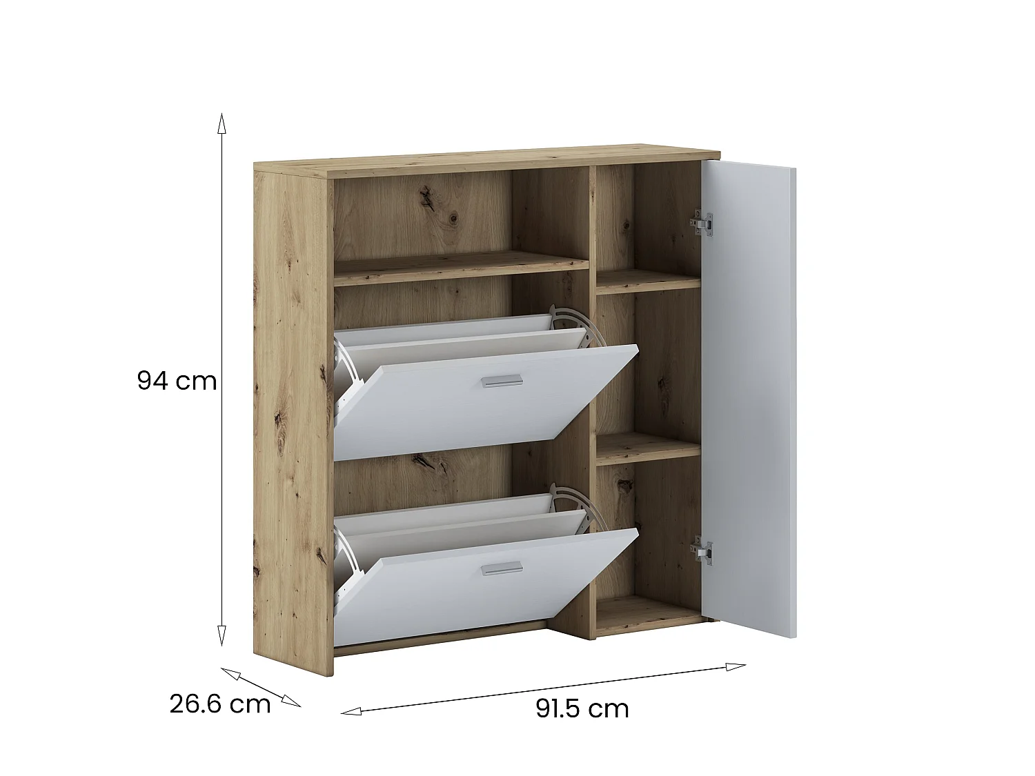 Muebles de entrada Dafenagya, Entrada para perchas, Composición para atrio, Consola de almacenamiento multifunción, 92x27h94 cm, Roble y Blanco