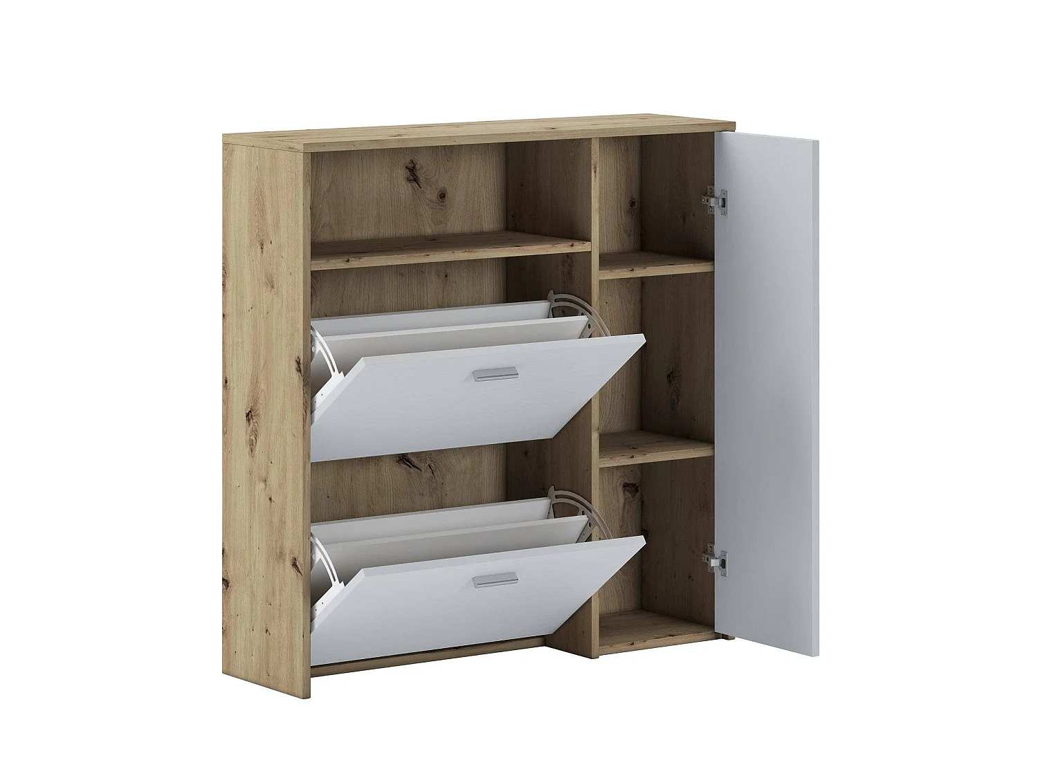 Muebles de entrada Dafenagya, Entrada para perchas, Composición para atrio, Consola de almacenamiento multifunción, 92x27h94 cm, Roble y Blanco