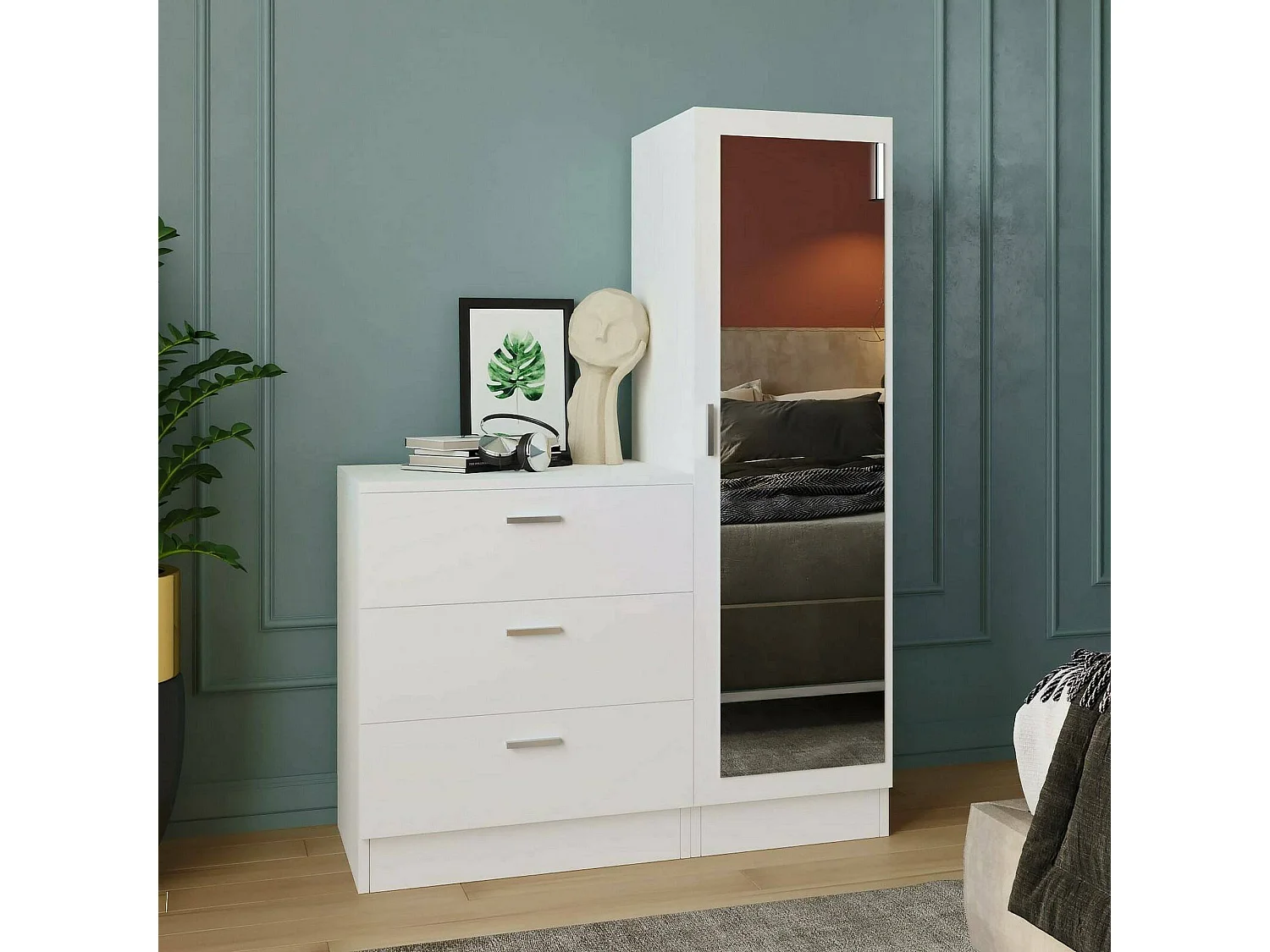 Dmarango entreekast, Hanger ingang, Atrium samenstelling, Multifunctionele opbergconsole, 60x47h72 cm, Wit