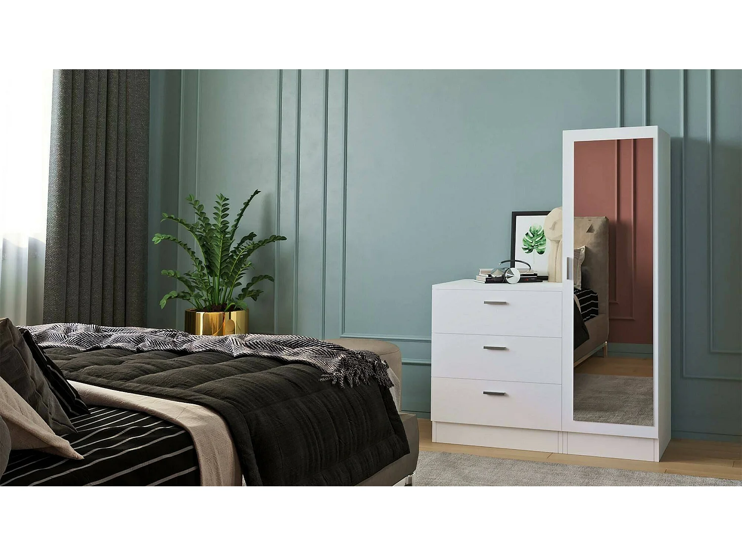 Dmarango entreekast, Hanger ingang, Atrium samenstelling, Multifunctionele opbergconsole, 60x47h72 cm, Wit