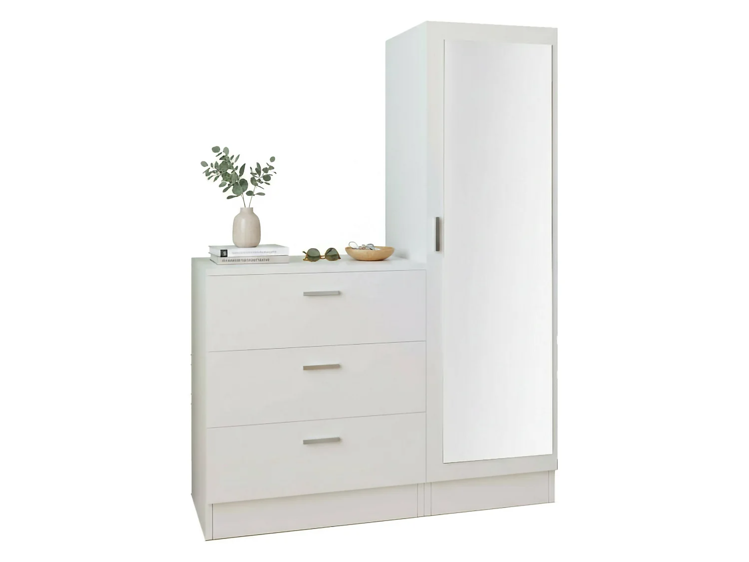Mobile da Ingresso Jaime, Specchio Incluso, 47x60x72h cm Bianco
