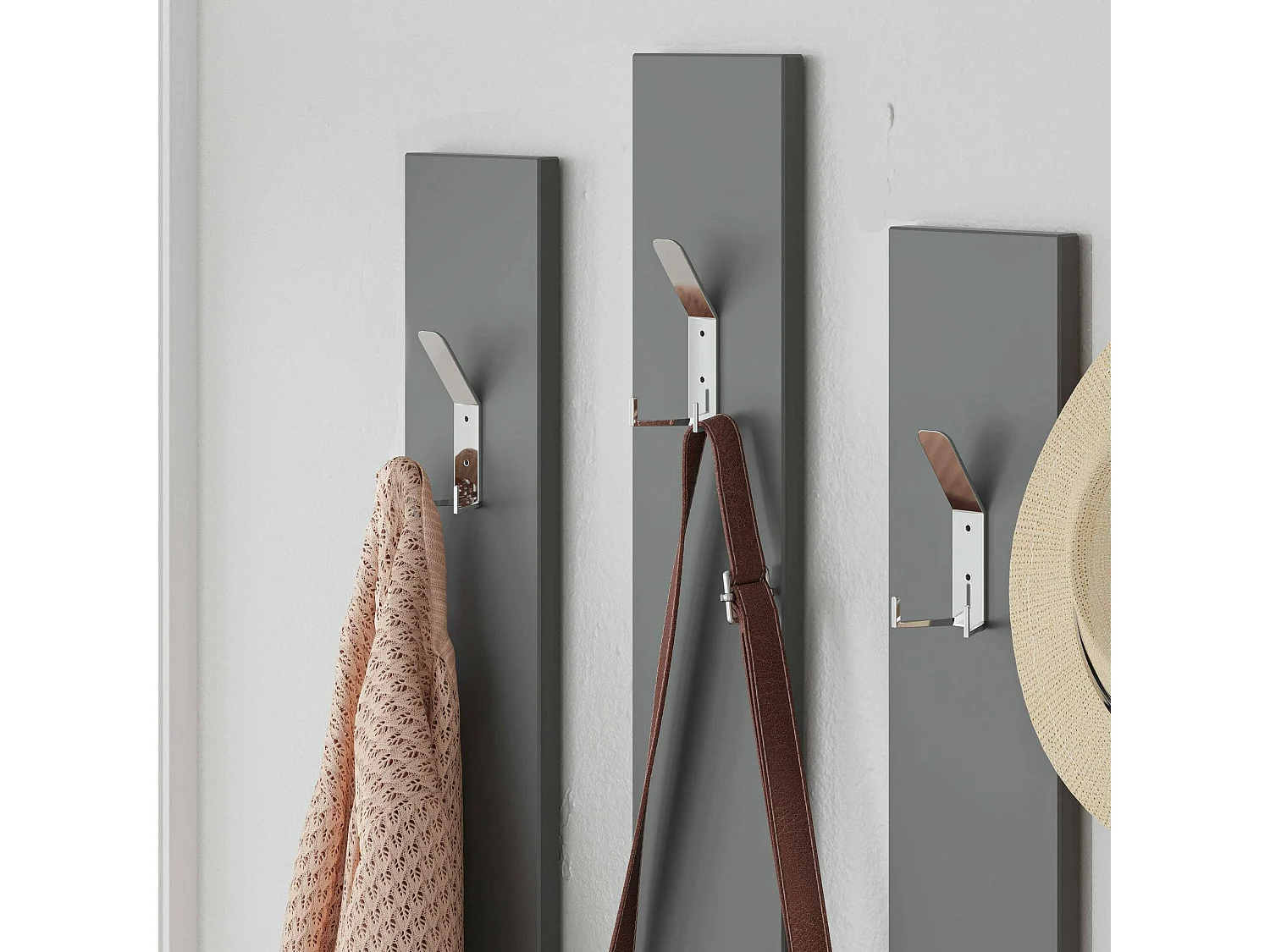 Dmartíne entreekast, Hanger ingang, Compositie voor atrium, Multifunctionele opbergconsole, 137x35h55 cm, Tortora en Antraciet