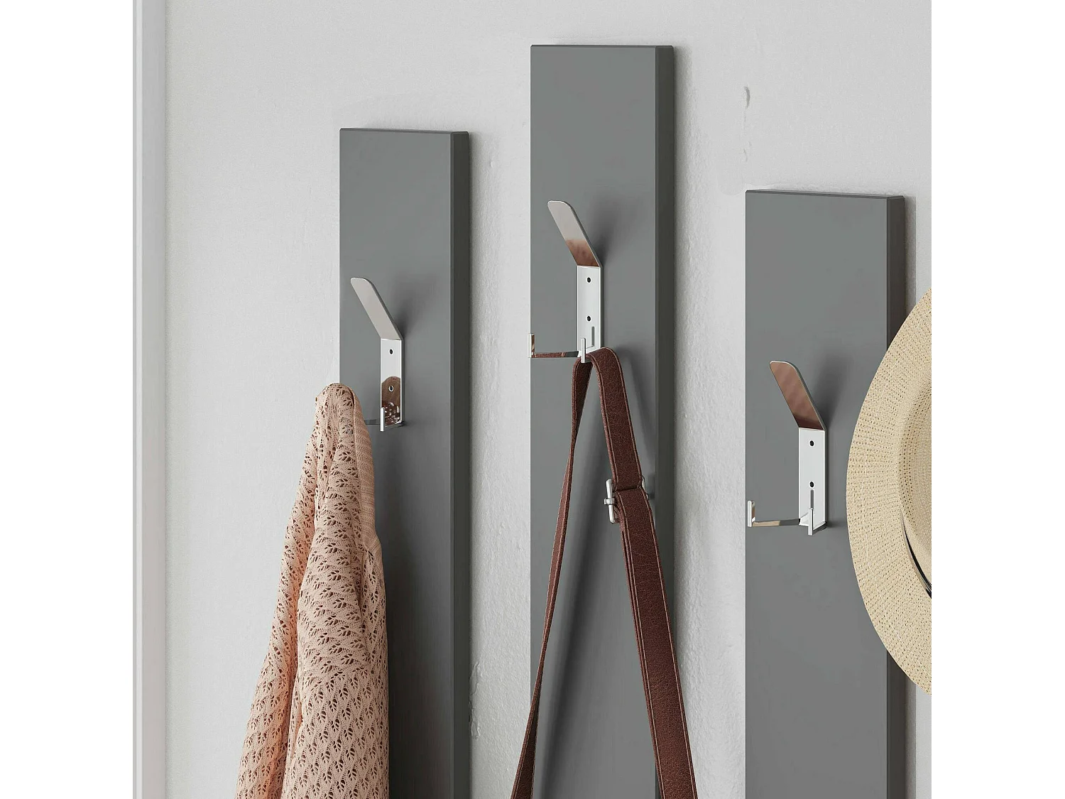 Dmartíne entreekast, Hanger ingang, Compositie voor atrium, Multifunctionele opbergconsole, 137x35h55 cm, Tortora en Antraciet