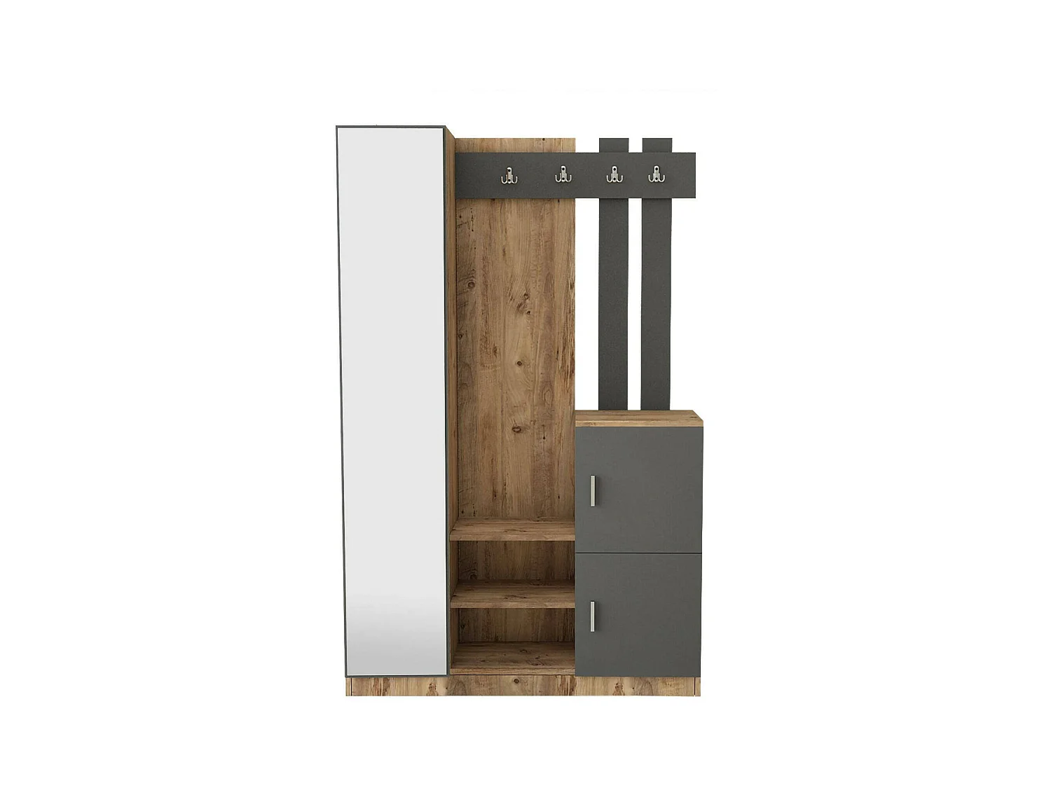Inkommeubel Dgagn, Entreehanger, CompoAtriumhouder, muptfunctionele houder, 114x38h180 cm, Eik en antraciet