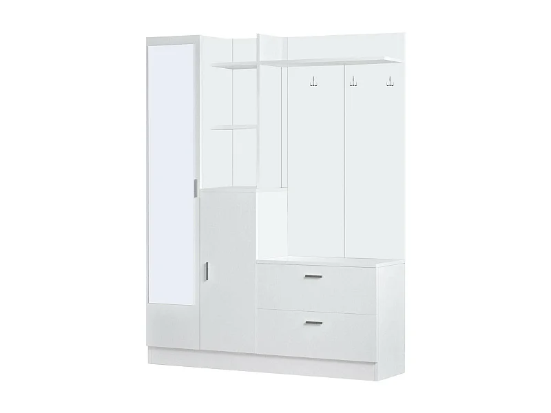 Dmasiell entreekast, Hanger ingang, Atrium samenstelling, Multifunctionele opbergconsole, 140x37h182 cm, Wit