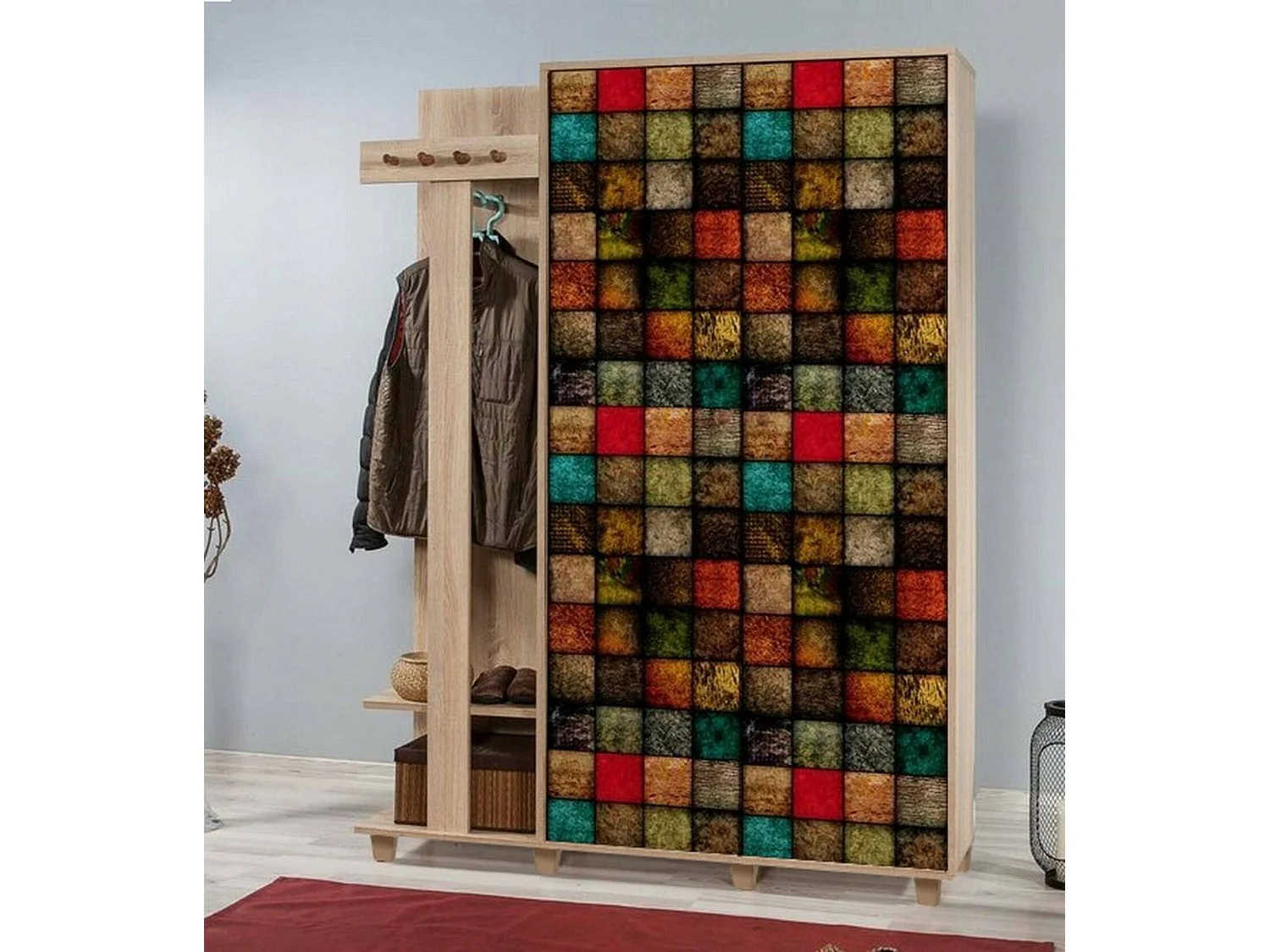 Mobile da Ingresso Liana, Appendiabiti, 36x135x194h cm Marrone Quercia