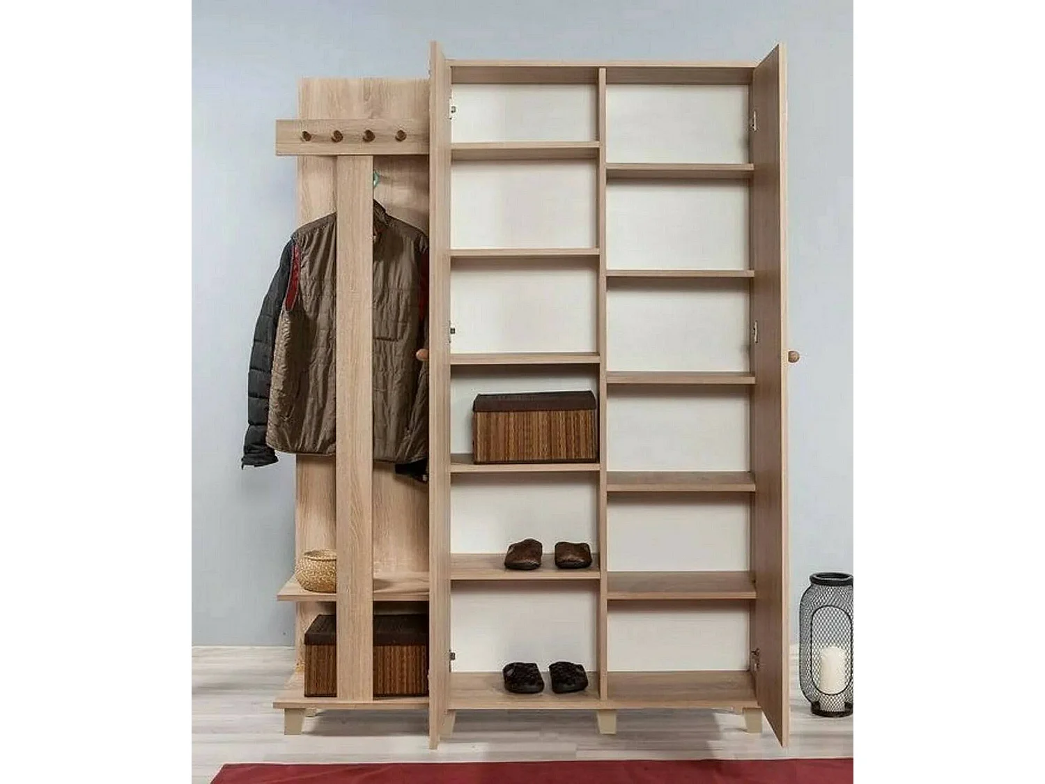 Mobile da Ingresso Liana, Appendiabiti, 36x135x194h cm Marrone Quercia