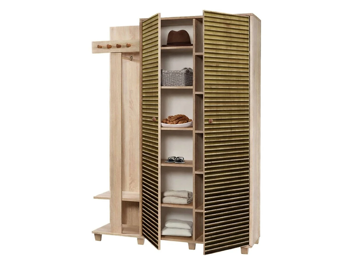 Mobile da Ingresso Liana, Appendiabiti, 36x135x194h cm Marrone Quercia