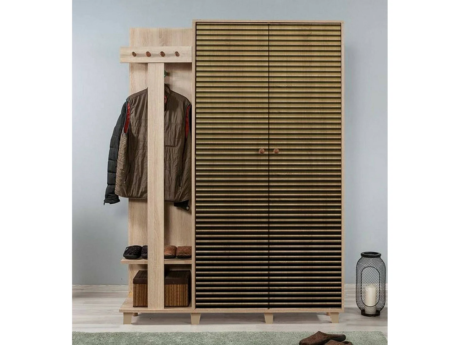 Mobile da Ingresso Liana, Appendiabiti, 36x135x194h cm Marrone Quercia