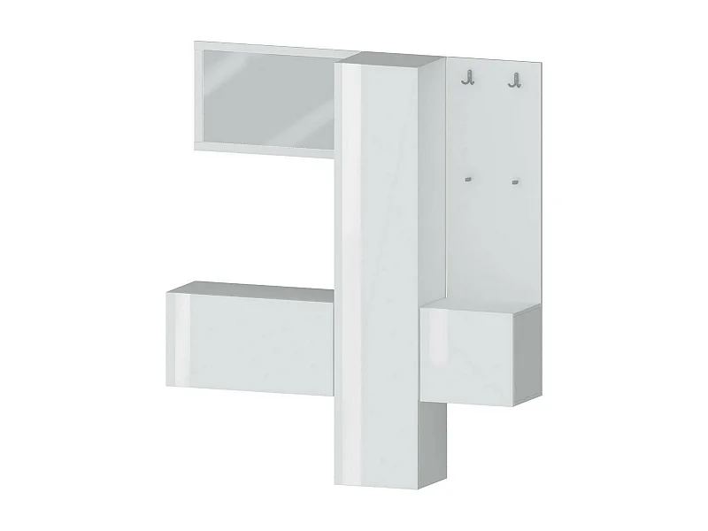 Eingangsmöbel Dcrescenz, Multifunktionsschrank mit 3 Türen, Wandgarderobe mit Spiegel, 170x35h190 cm, Weiß