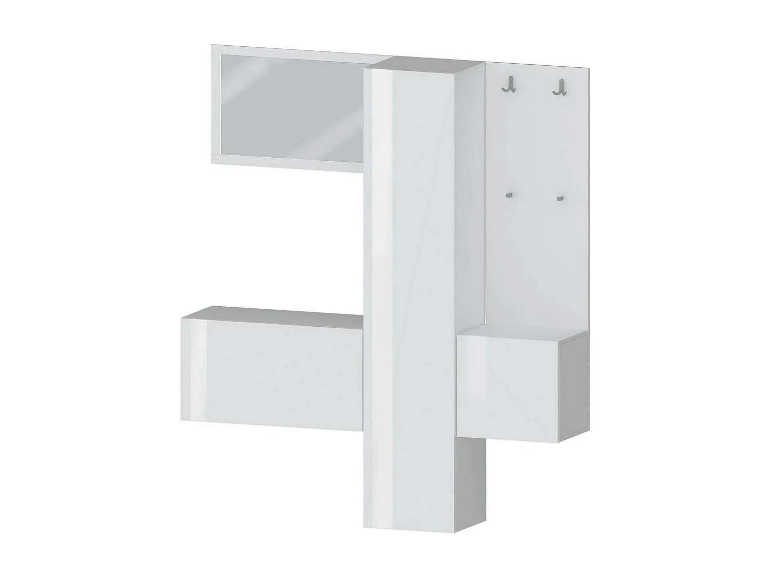 Eingangsmöbel Dcrescenz, Multifunktionsschrank mit 3 Türen, Wandgarderobe mit Spiegel, 170x35h190 cm, Weiß