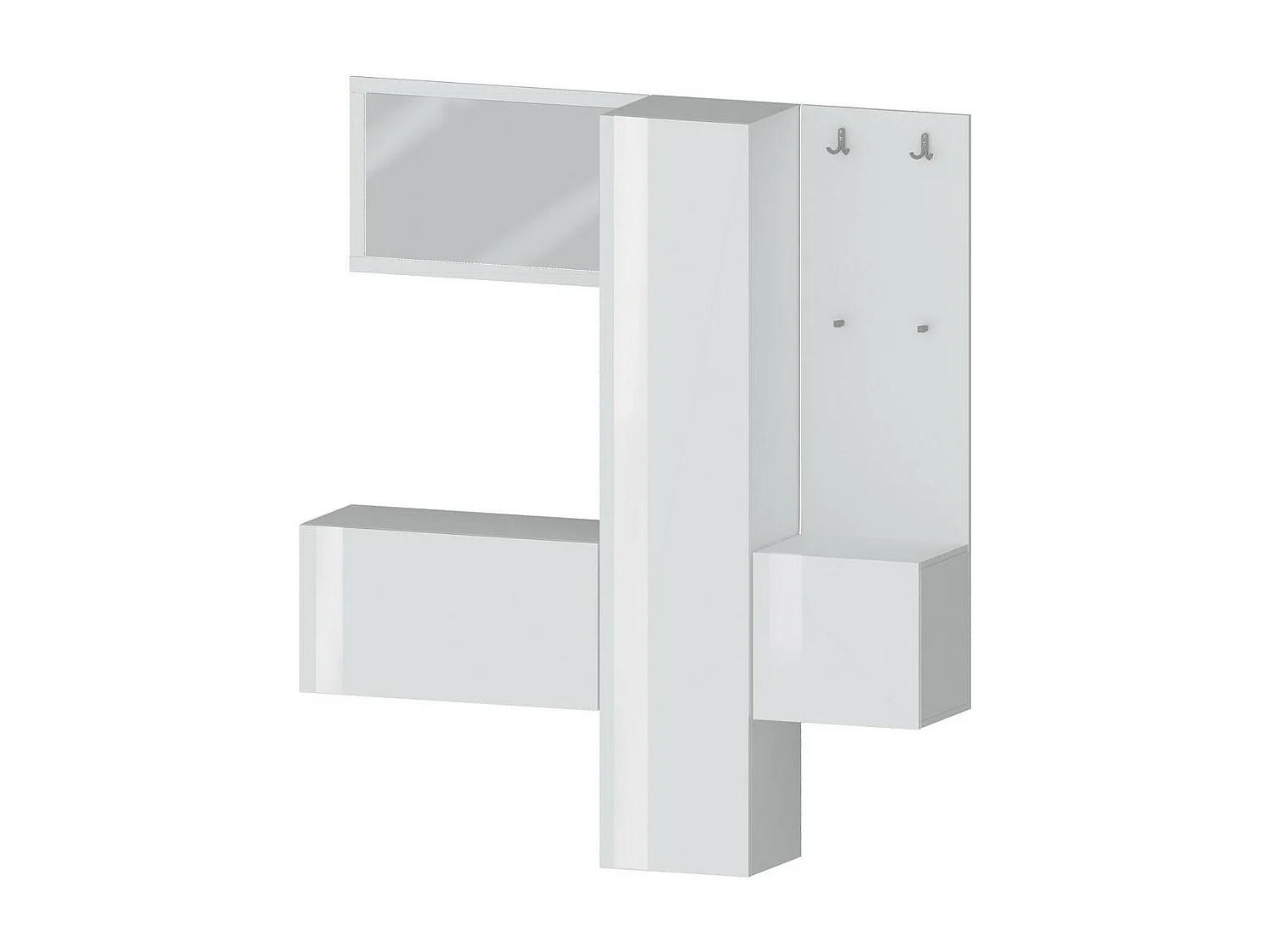 Eingangsmöbel Dcrescenz, Multifunktionsschrank mit 3 Türen, Wandgarderobe mit Spiegel, 170x35h190 cm, Weiß