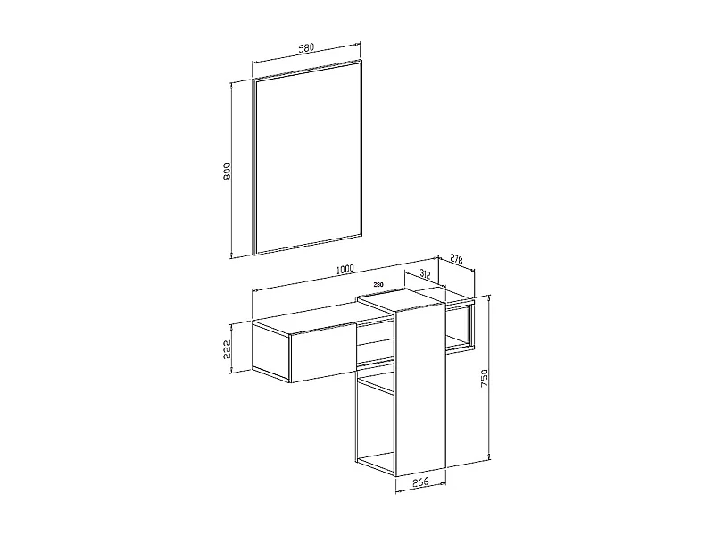 Meuble d'entrée Baffin, Crochet d'entrée, Composition pour l'atrium, Console de rangement multifonction, 100x31h75 cm, Chêne clair et Blanc
