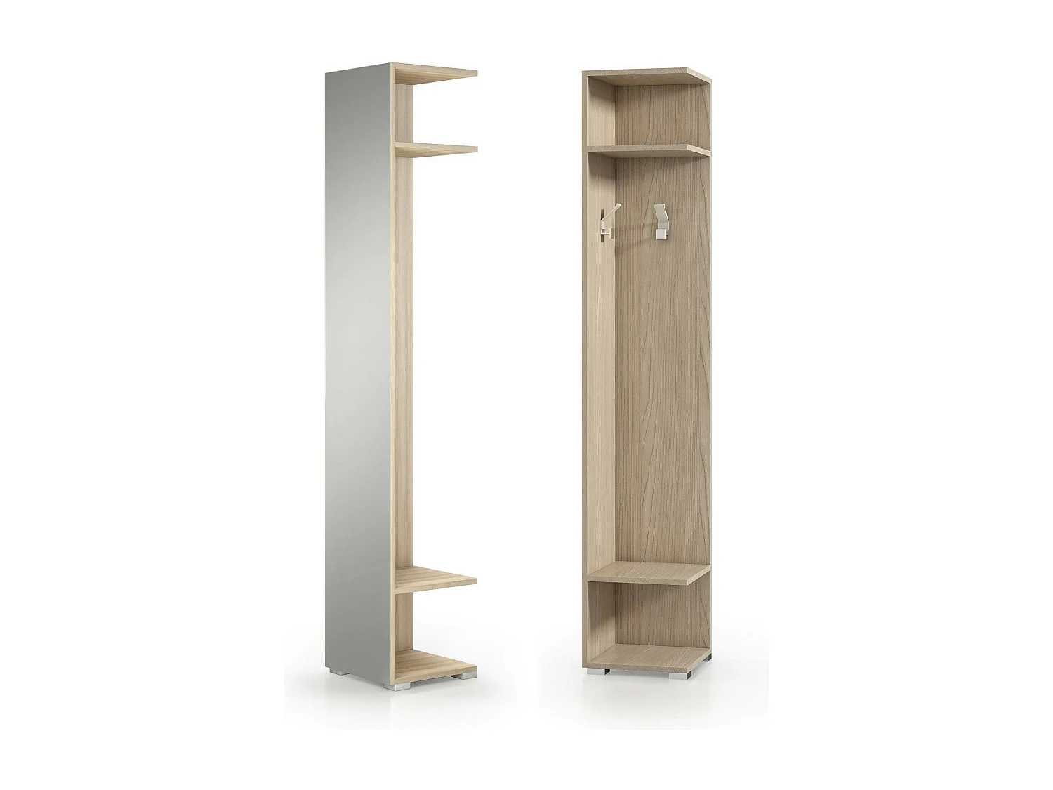 Meuble d'entrée Campanula, rangement gain de place, entrée avec miroir et patères, 100% Made in Italy, 35x37h195 cm, Olmo