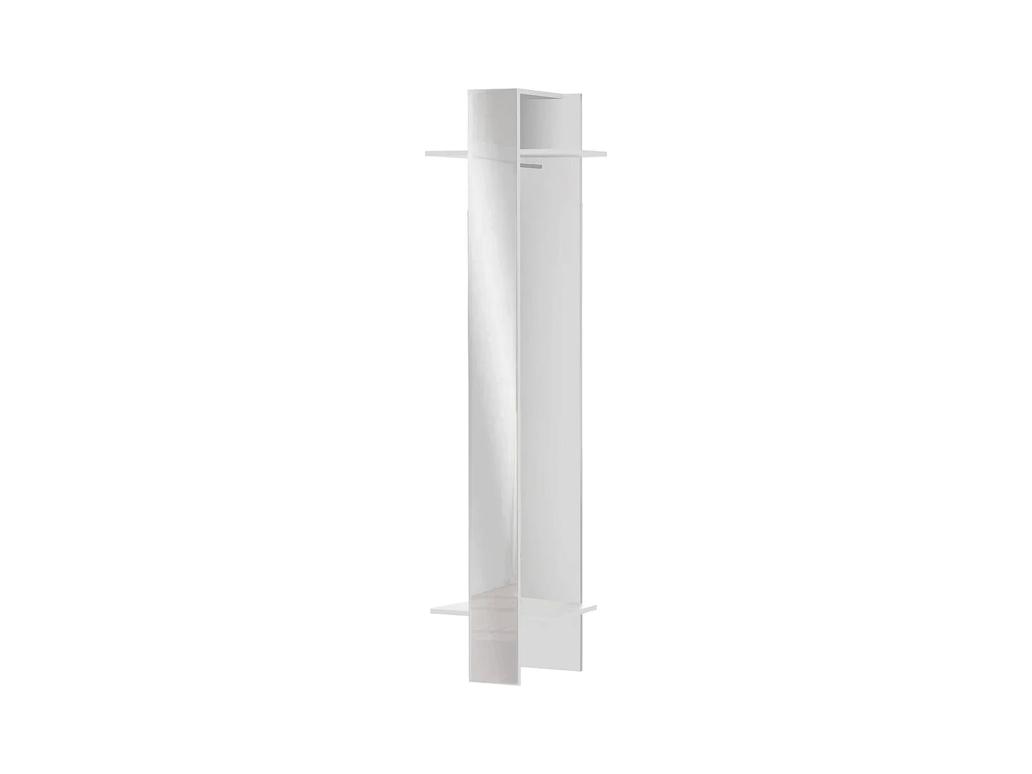 Meuble d'entrée Violantino, Armoire multifonctionnelle, Cintre mural avec miroir, 50x35h190 cm, Blanc