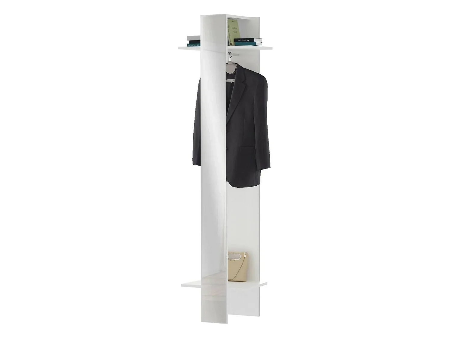 Mobile da Ingresso Maura, Specchio Incluso Made in Italy, 35x50x190h cm Bianco