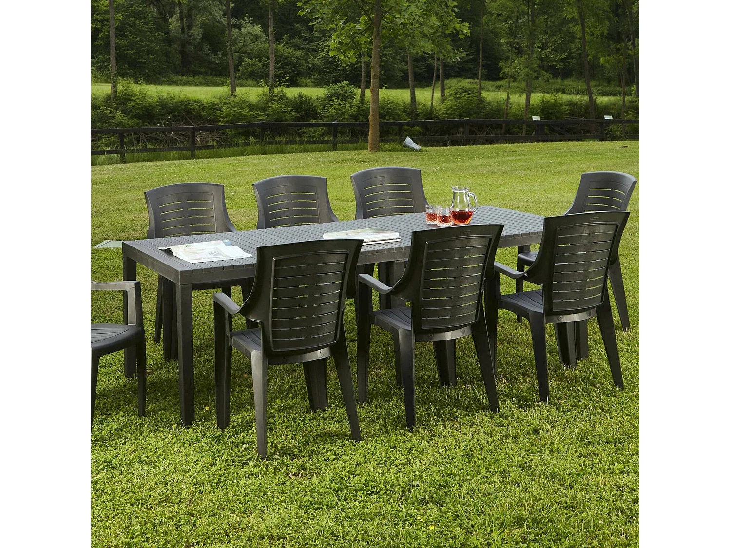 Table d'extérieur Susa, Etagère à manger rectangulaire extensible, Table de jardin extensible, 100% Made in Italy, 150x90h72 cm, Anthracite
