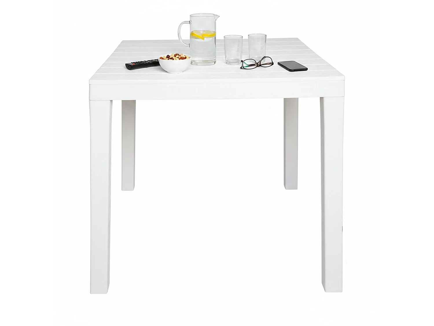 Table d'extérieur Vicenza, Etagère de jardin carrée, Table fixe intérieure et extérieure, 100% Made in Italy, 78x78h72 cm, Blanc