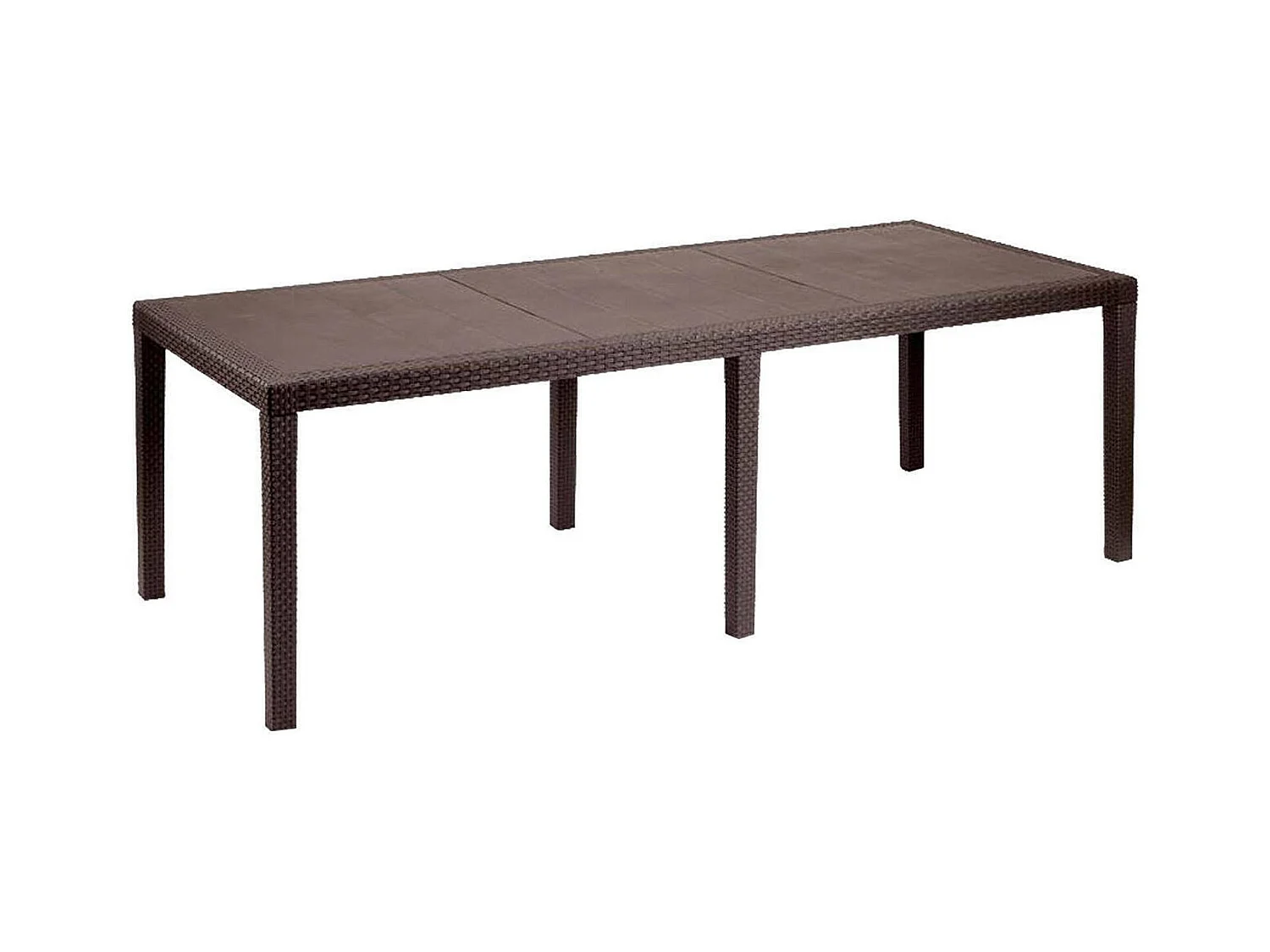 Table d'extérieur Roma, Etagère à manger rectangulaire extensible, Table de jardin extensible effet rotin, 100% Made in Italy, 150/220x90h72 cm, Marron