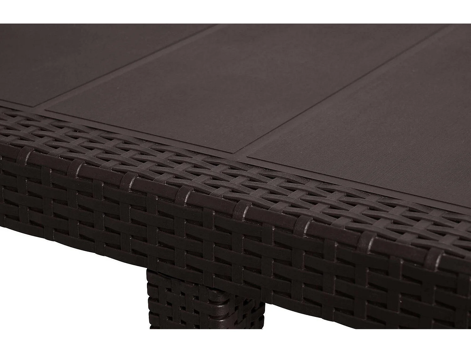 Table d'extérieur Roma, Etagère à manger rectangulaire extensible, Table de jardin extensible effet rotin, 100% Made in Italy, 150/220x90h72 cm, Marron
