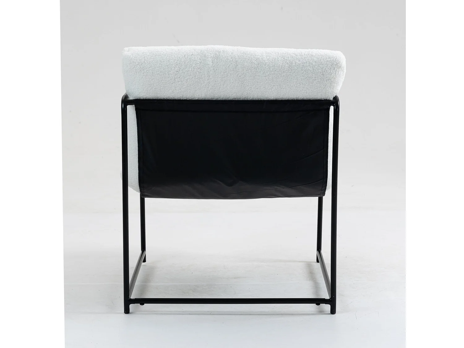 Dabdelat Fauteuil, Bouclé Stof Gestoffeerde Fauteuil, Gestoffeerde Stoel, Metalen Armleuning Zittend, 61x67h75 cm, Wit