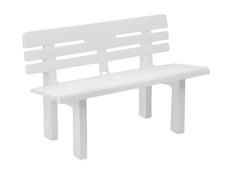 Dmora - Panchina da esterno Alim, 110x52h71 cm, Bianco