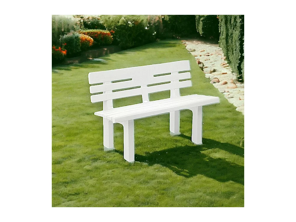 Banco de exterior Daltobel, Banco de jardín monobloque, Banco de exterior, 100% Made in Italy, 110x52h71 cm, Blanco