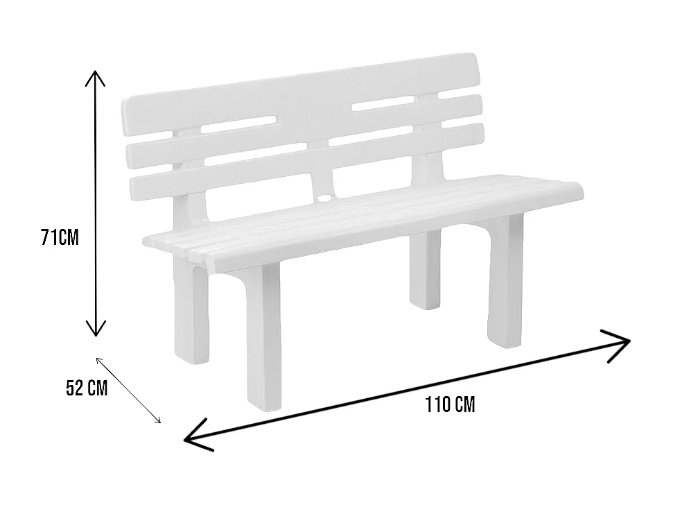 AuÃŸenbank Daltobel, Monoblock-Gartenbank, AuÃŸenbank, 100 % Made in Italy, 110 x 52 x 71 cm, WeiÃŸ