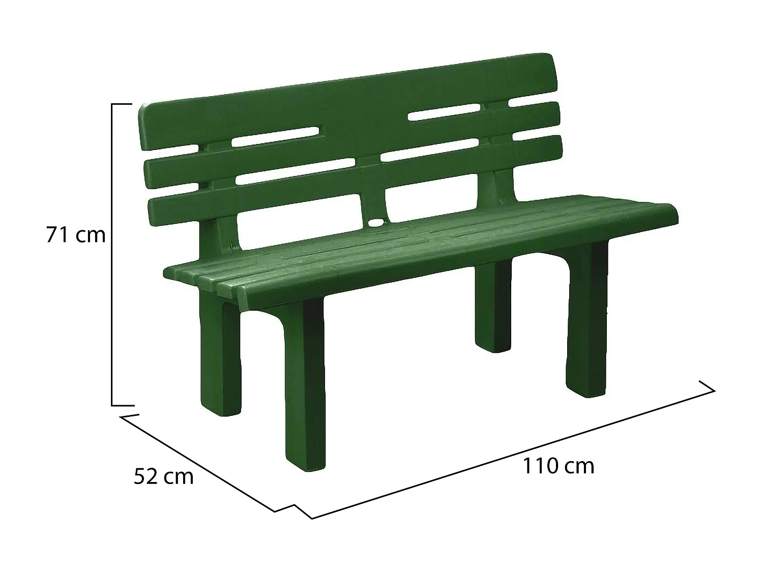 AuÃŸenbank Daltobel, Monoblock-Gartenbank, AuÃŸenbank, 100 % Made in Italy, 110 x 52 x 71 cm, Grün
