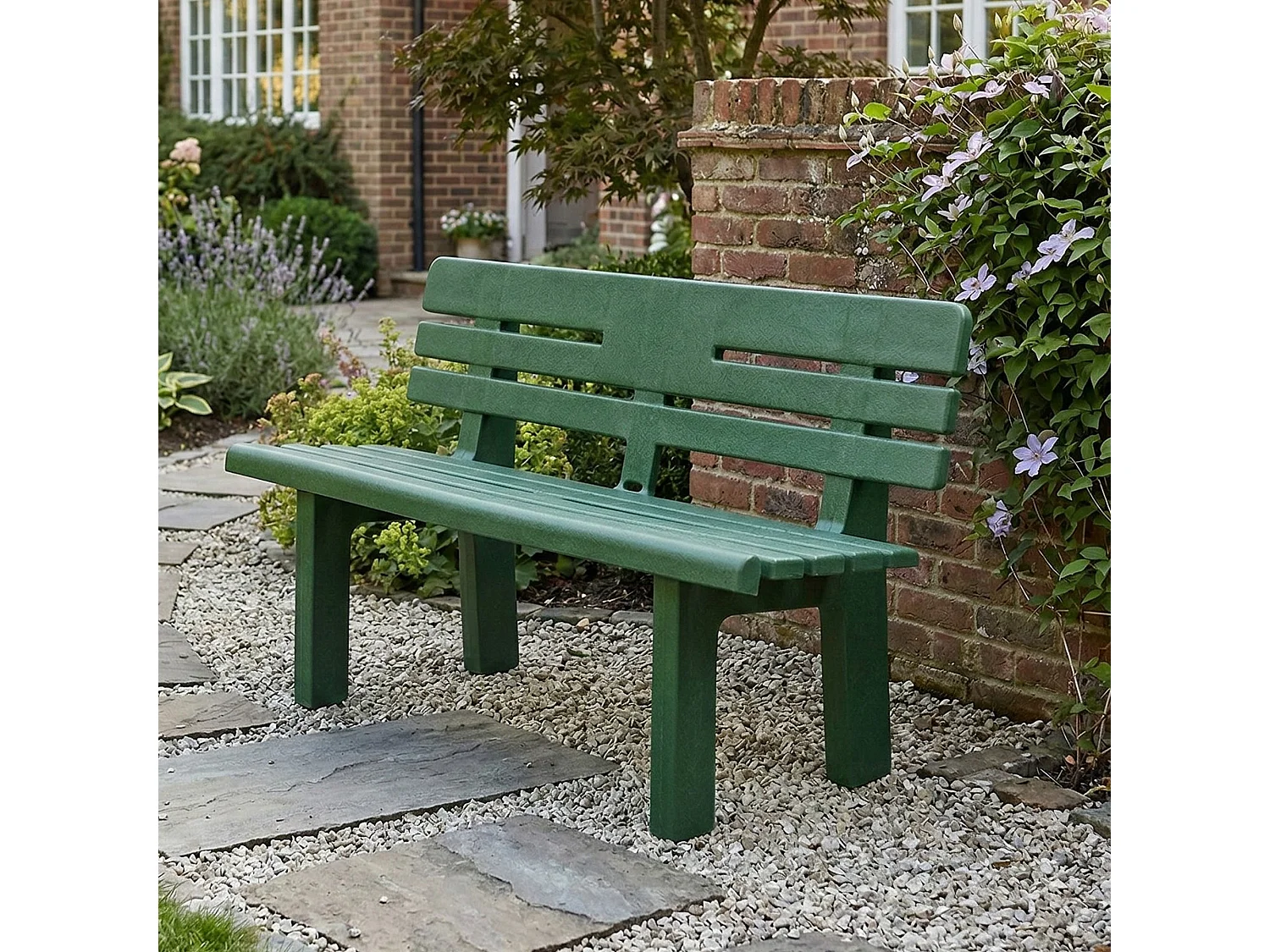 AuÃŸenbank Daltobel, Monoblock-Gartenbank, AuÃŸenbank, 100 % Made in Italy, 110 x 52 x 71 cm, Grün