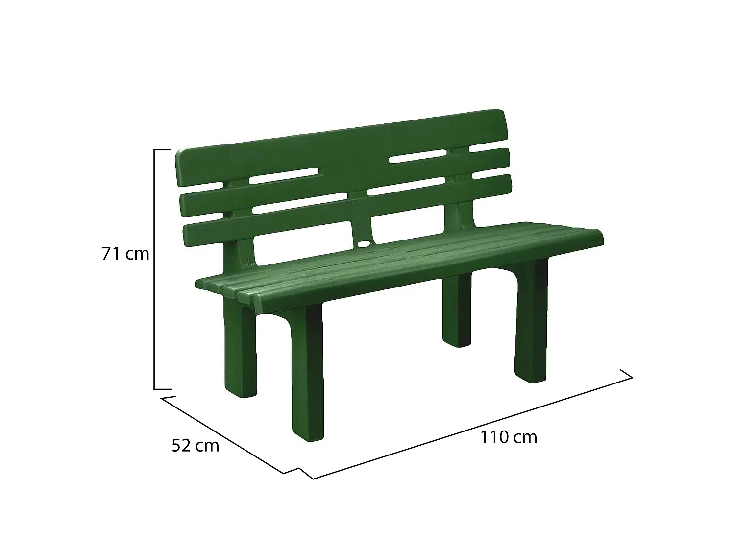 AuÃŸenbank Daltobel, Monoblock-Gartenbank, AuÃŸenbank, 100 % Made in Italy, 110 x 52 x 71 cm, Grün