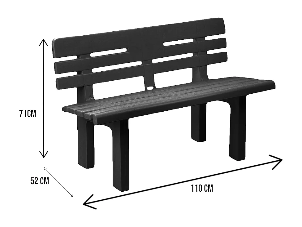 Banco de exterior Daltobel, Banco de jardín monobloque, Banco de exterior, 100% Made in Italy, 110x52h71 cm, Antracita