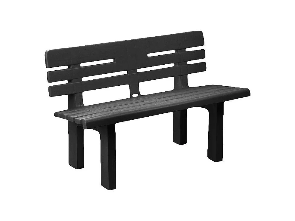 Banc d'extérieur Marinella, Banc de jardin Monobloc, Banc d'extérieur, 100% Made in Italy, 110x52h71 cm, Anthracite