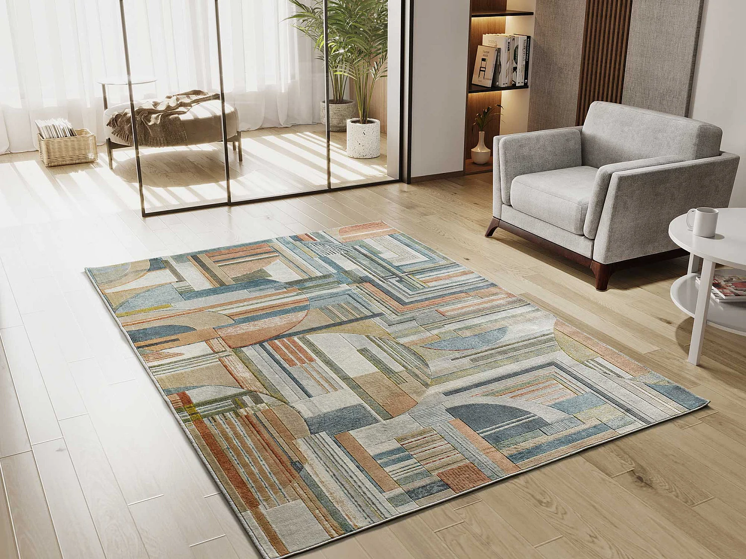 Tapis intérieur - géométrique - multicolore - 135 x 195 cm - BLEIK