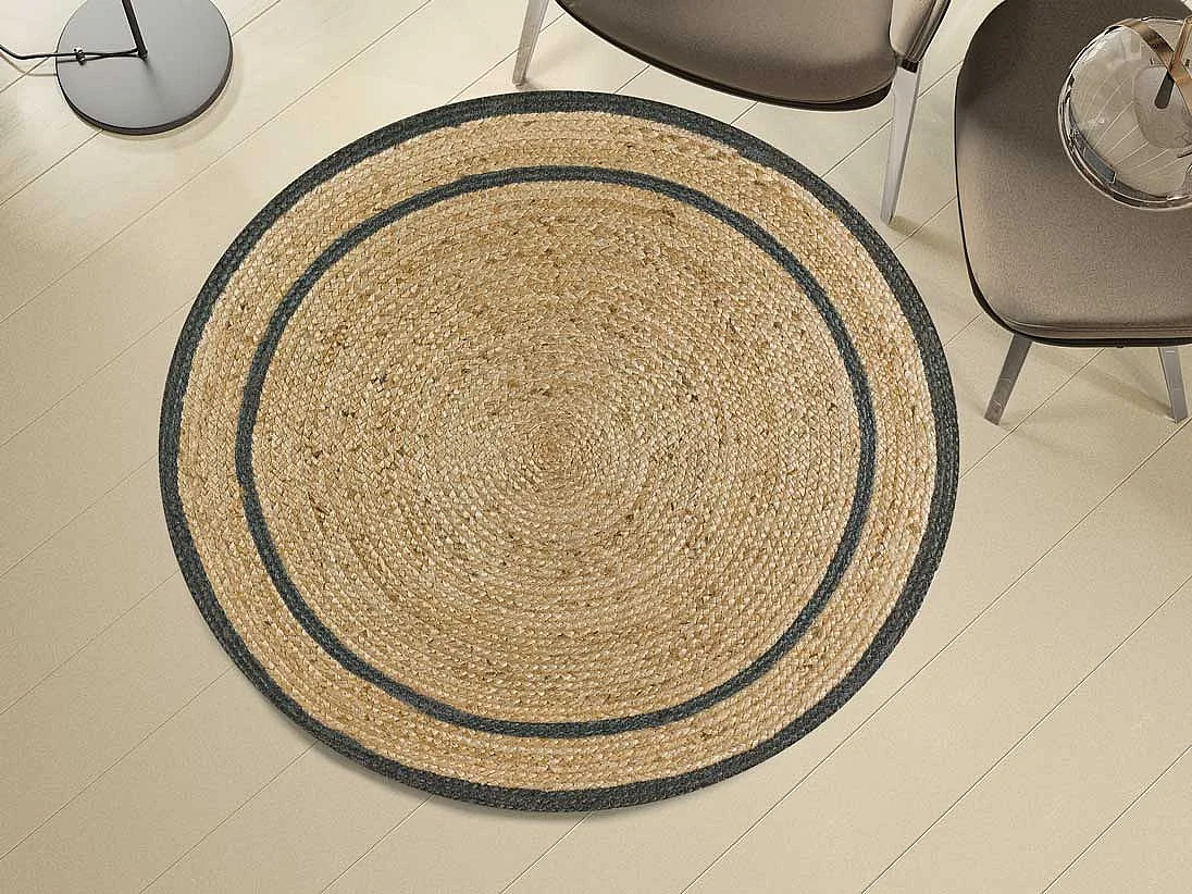 Tappeto interno rotonda - naturalel - grigio - diam.90 cm - MAHON