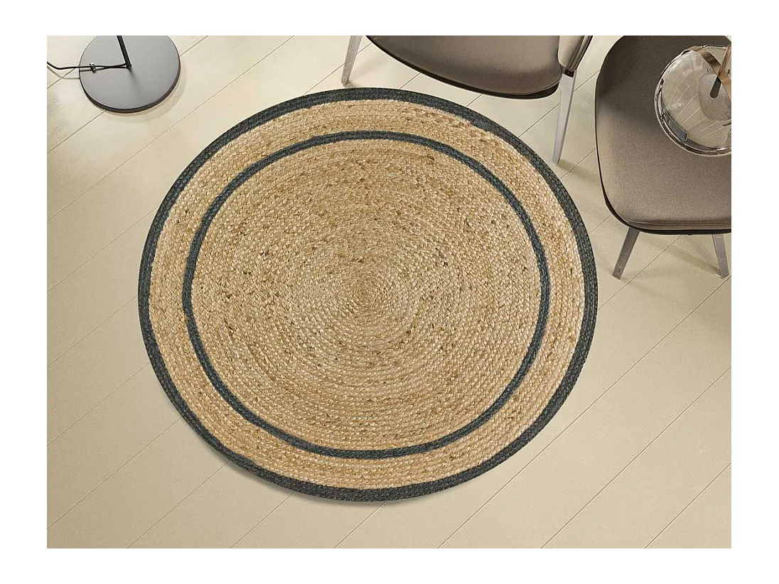 Kurzflorteppiche - natürlich - grau - D.90 cm - MAHON