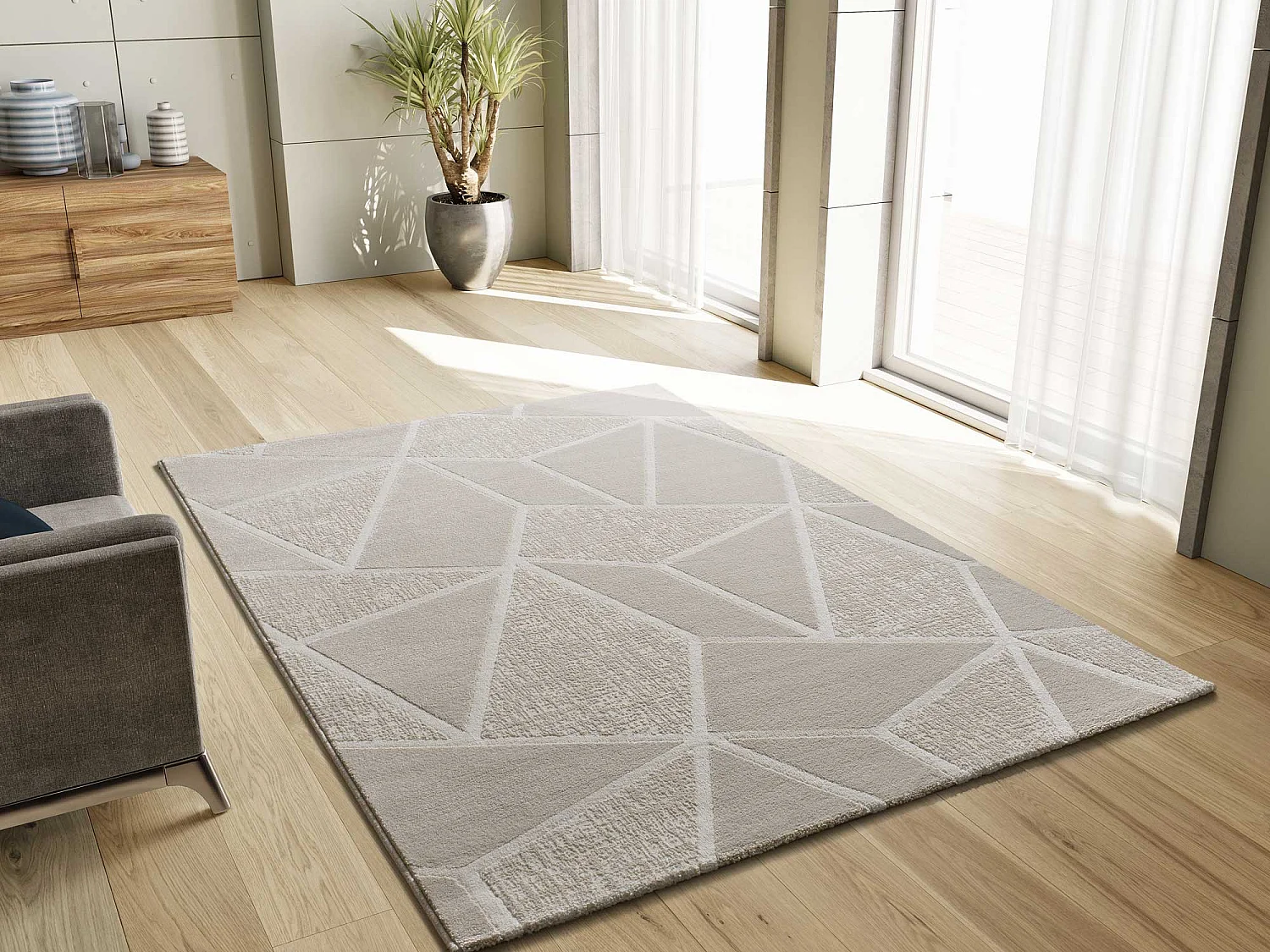 Tapis intérieur - géométrique - blanc - 133 x 190 cm - SENSATION