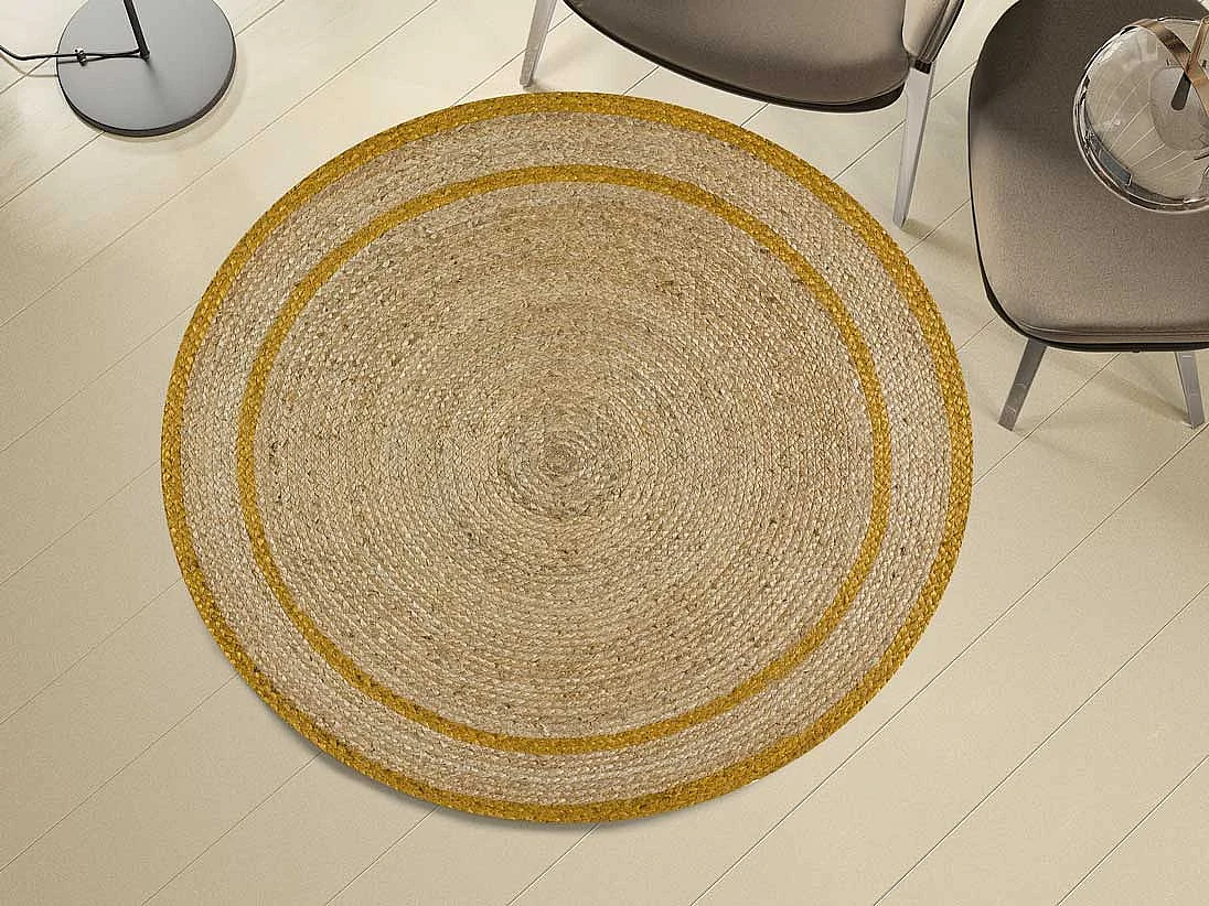 Tapis intérieur rond - naturel - moutarde - diam.120 cm - MAHON