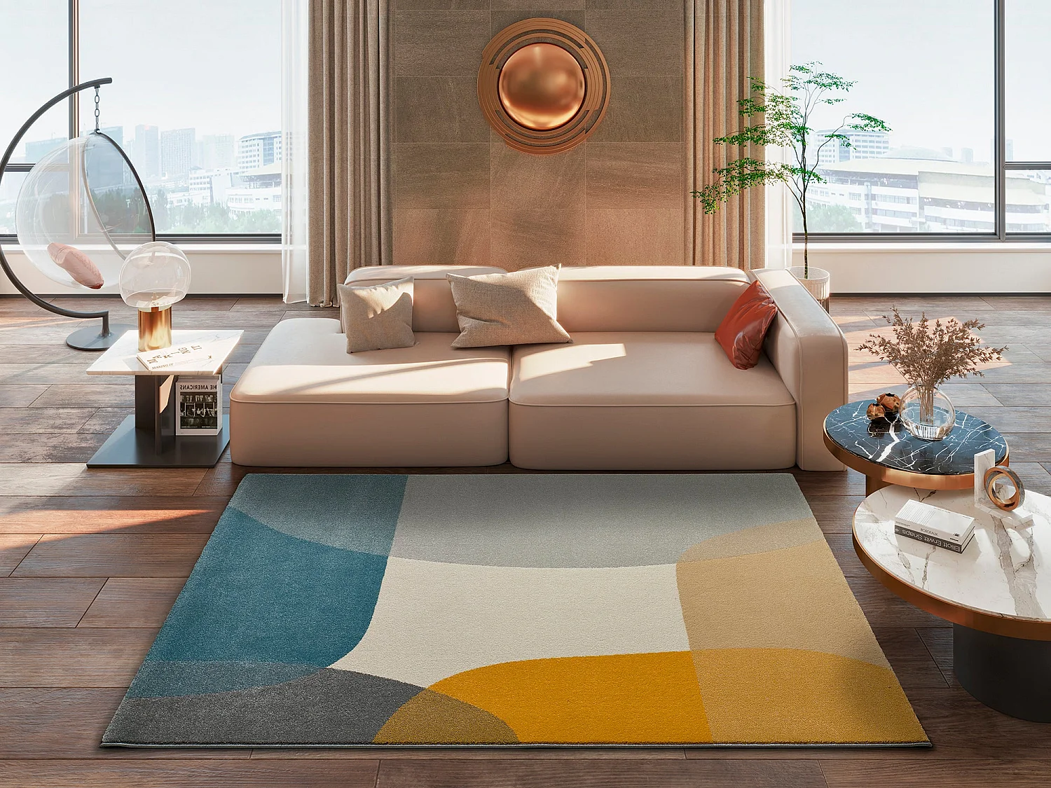 Tapis intérieur - géométrique - multicolore - 160 x 230 cm - MONIC