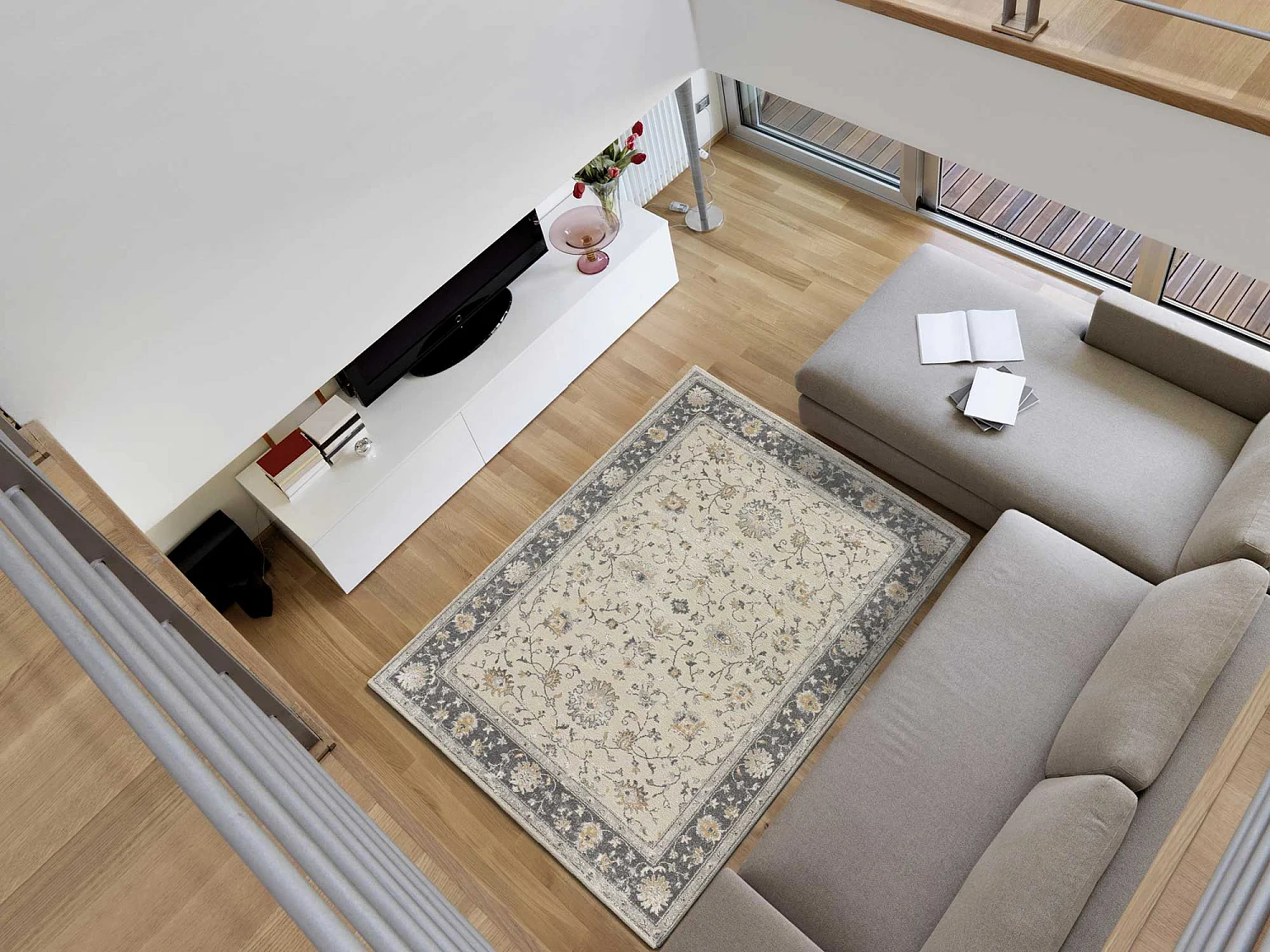 Tapis intérieur - vintage - beige - 133 x 190 cm - SENSATION