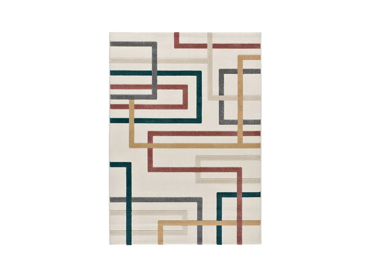 Tapis intérieur - géometrique avec relief - multicolore - 160 x 230 cm - KARISMA