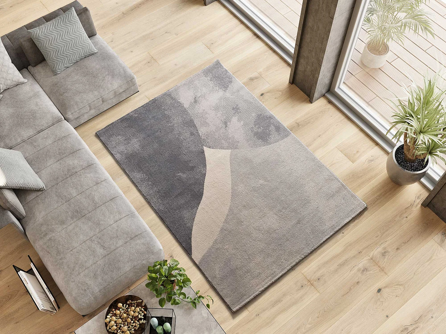 Tappeto interno - geometrico - argento - 140 x 200 cm - MONIC