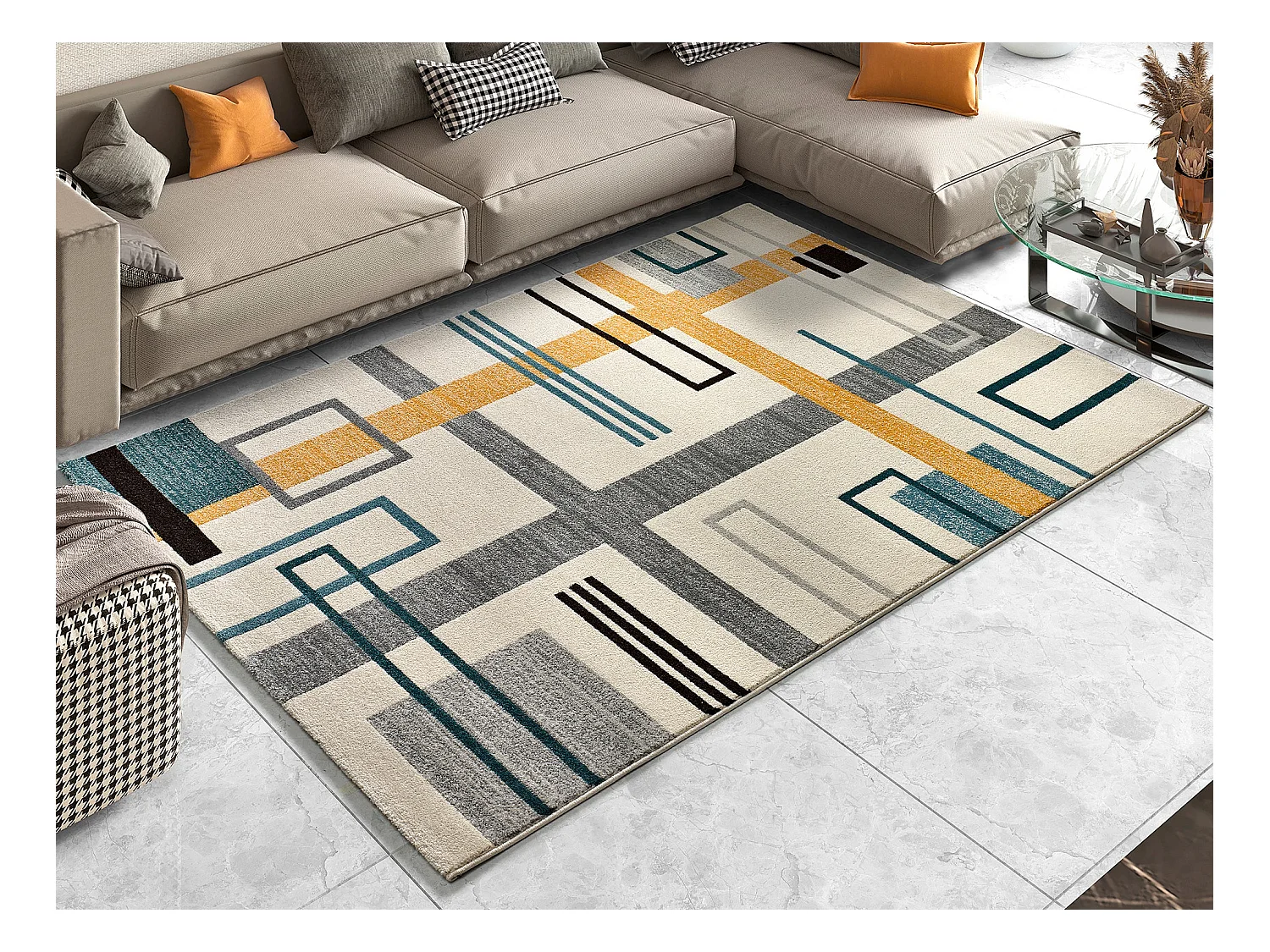 Tapis intérieur - géométrique - multicolore - 160 x 230 cm - DEBBI