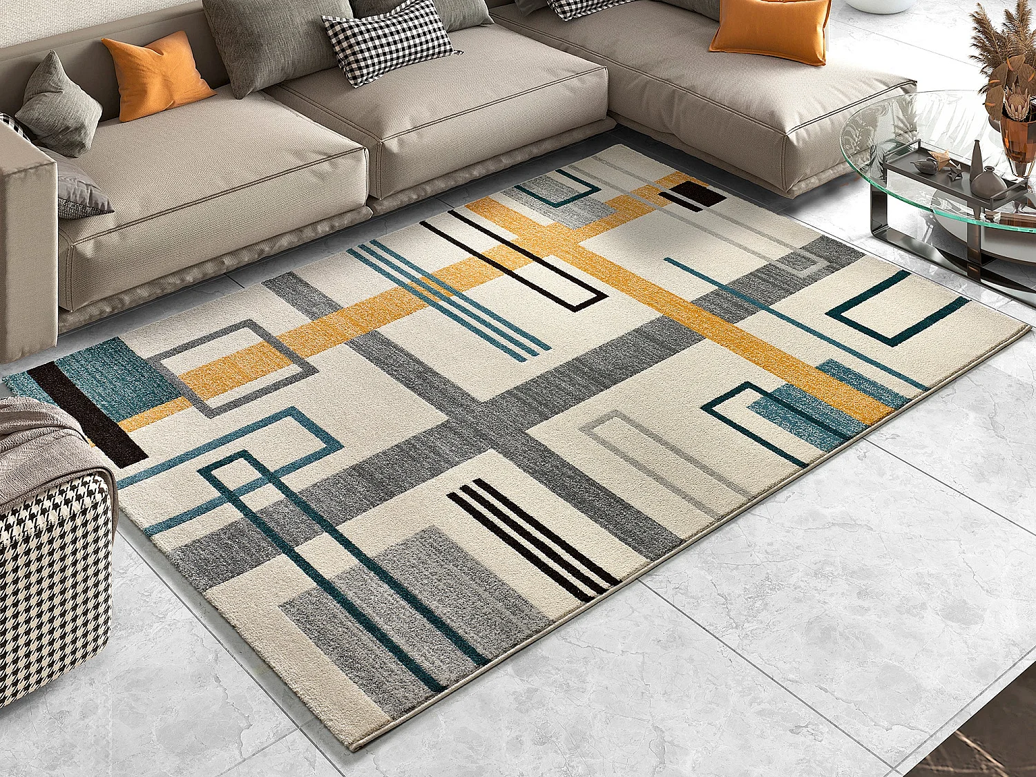 Alfombra interior  - geométrico - multicolor - 160 x 230 cm - DEBBI
