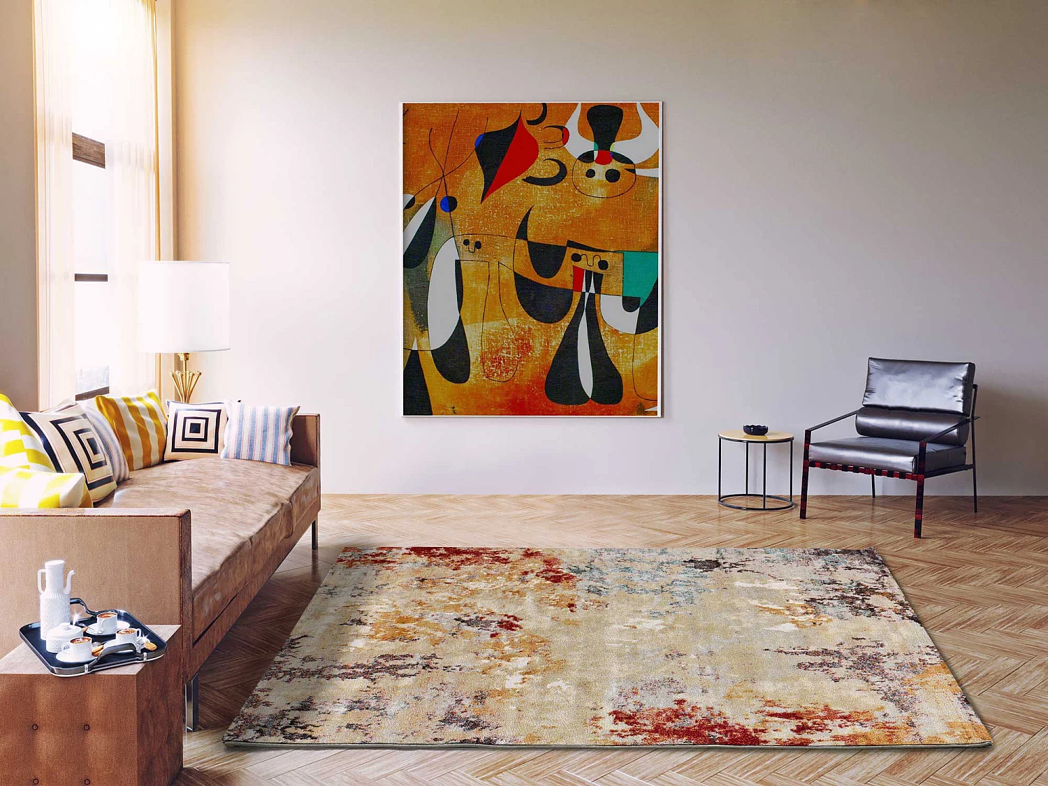 Laagpolig tapijt - abstract - veelkleurig - 160x230 cm - EIDER
